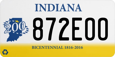 IN license plate 872EOO