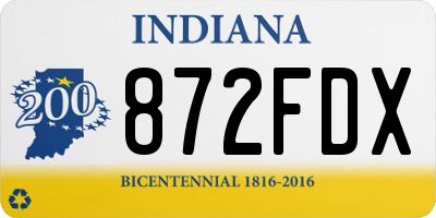 IN license plate 872FDX