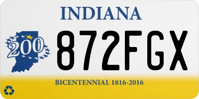 IN license plate 872FGX
