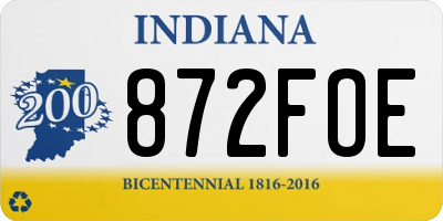 IN license plate 872FOE