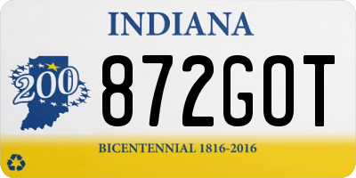 IN license plate 872GOT
