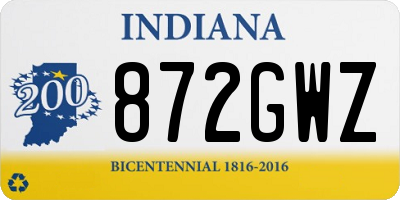 IN license plate 872GWZ