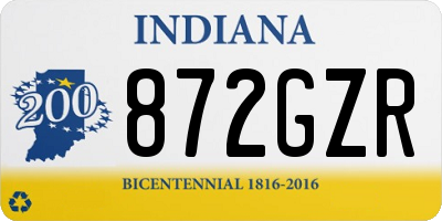 IN license plate 872GZR