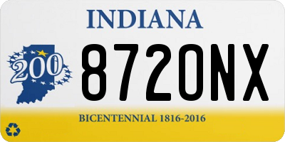 IN license plate 872ONX