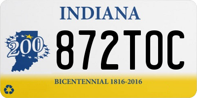 IN license plate 872TOC
