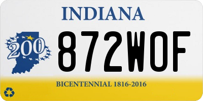 IN license plate 872WOF