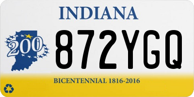 IN license plate 872YGQ