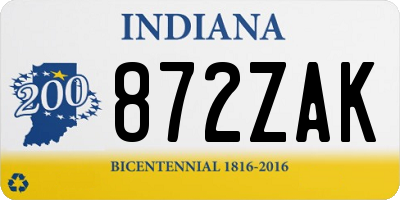 IN license plate 872ZAK