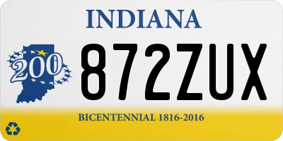 IN license plate 872ZUX