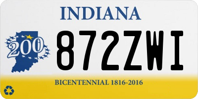 IN license plate 872ZWI
