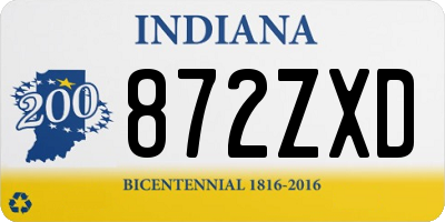 IN license plate 872ZXD