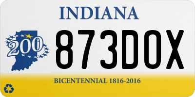 IN license plate 873DOX