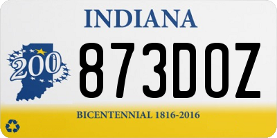 IN license plate 873DOZ