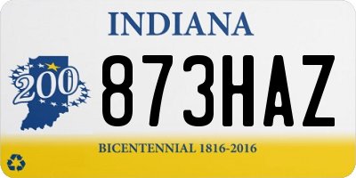 IN license plate 873HAZ