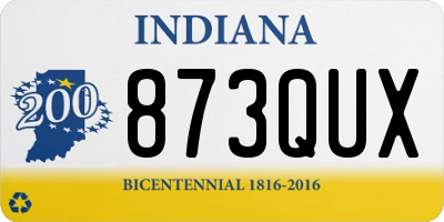 IN license plate 873QUX