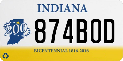 IN license plate 874BOD