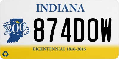 IN license plate 874DOW