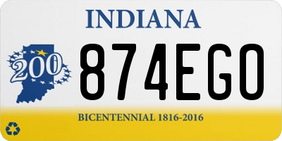 IN license plate 874EGO