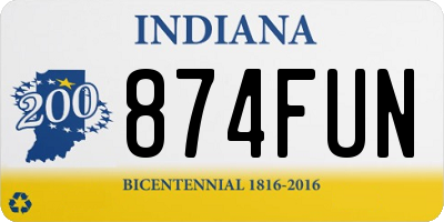IN license plate 874FUN
