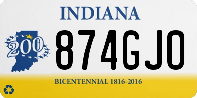 IN license plate 874GJO