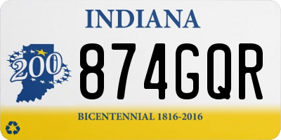 IN license plate 874GQR