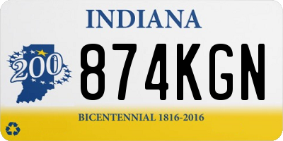 IN license plate 874KGN
