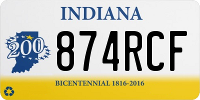 IN license plate 874RCF