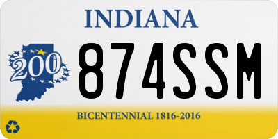 IN license plate 874SSM