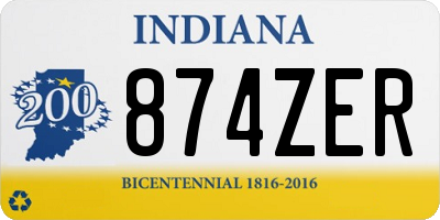 IN license plate 874ZER