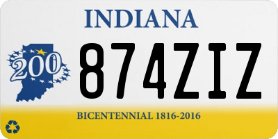 IN license plate 874ZIZ