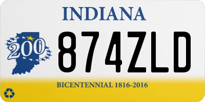 IN license plate 874ZLD