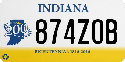 IN license plate 874ZOB