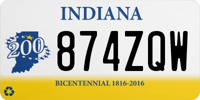 IN license plate 874ZQW
