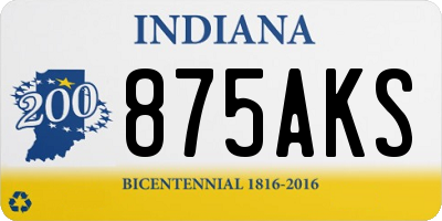 IN license plate 875AKS