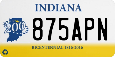IN license plate 875APN