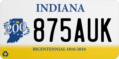 IN license plate 875AUK