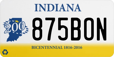 IN license plate 875BON