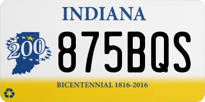 IN license plate 875BQS