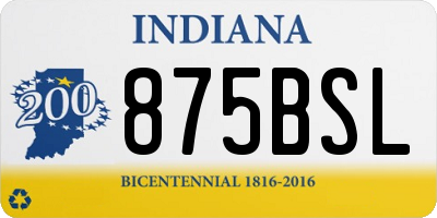 IN license plate 875BSL