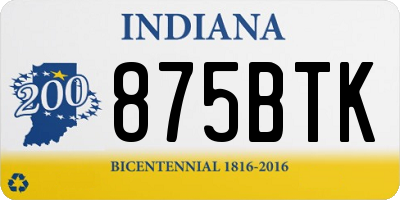 IN license plate 875BTK
