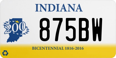 IN license plate 875BW