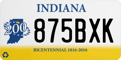 IN license plate 875BXK