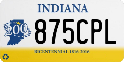 IN license plate 875CPL