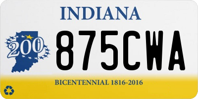 IN license plate 875CWA