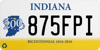 IN license plate 875FPI