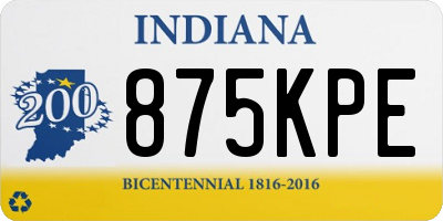 IN license plate 875KPE