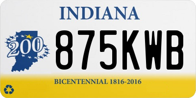 IN license plate 875KWB