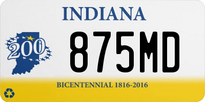 IN license plate 875MD