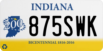 IN license plate 875SWK