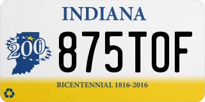 IN license plate 875TOF